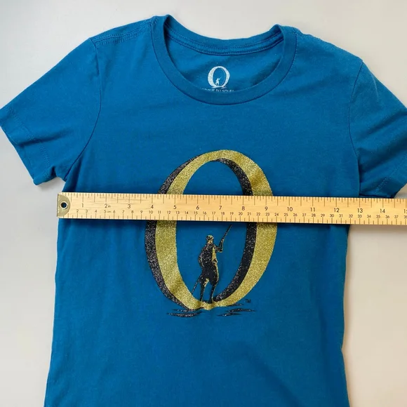 Y2K Cirque du Soleil O T-Shirt Womens Small Teal Glitter Souvenir Bellagio Vegas - Picture 4 of 9